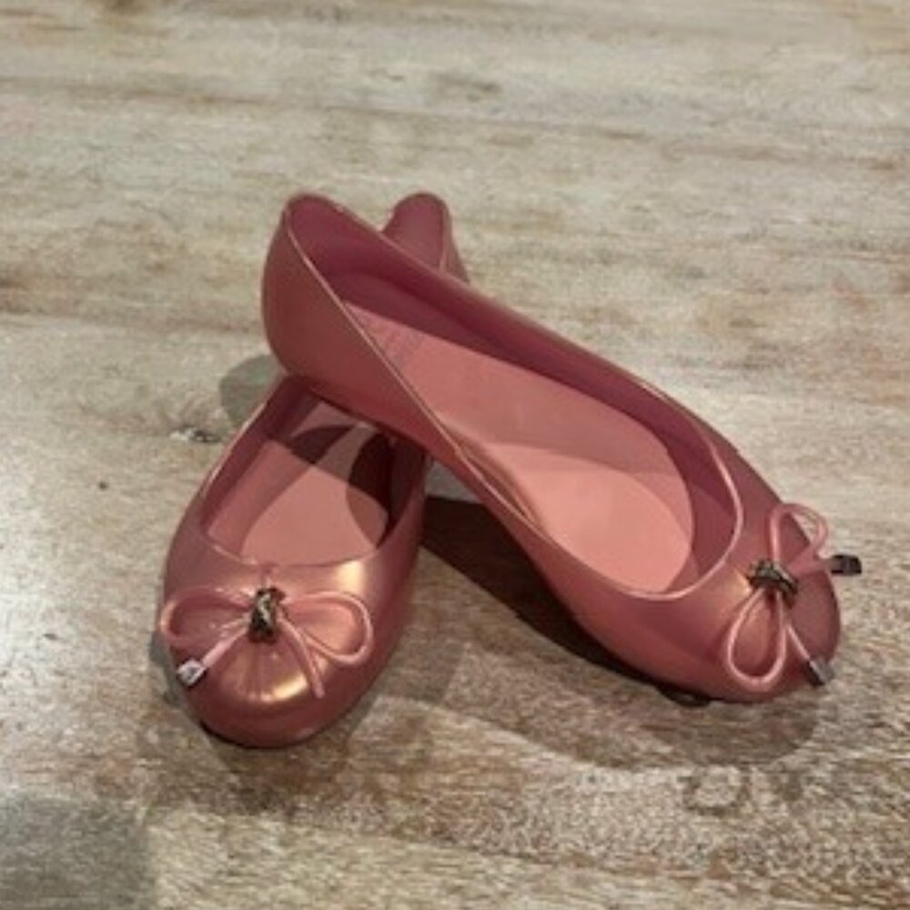 Mini Melissa Pink Jelly Ballet Flats with Bow - Toddler Size 11